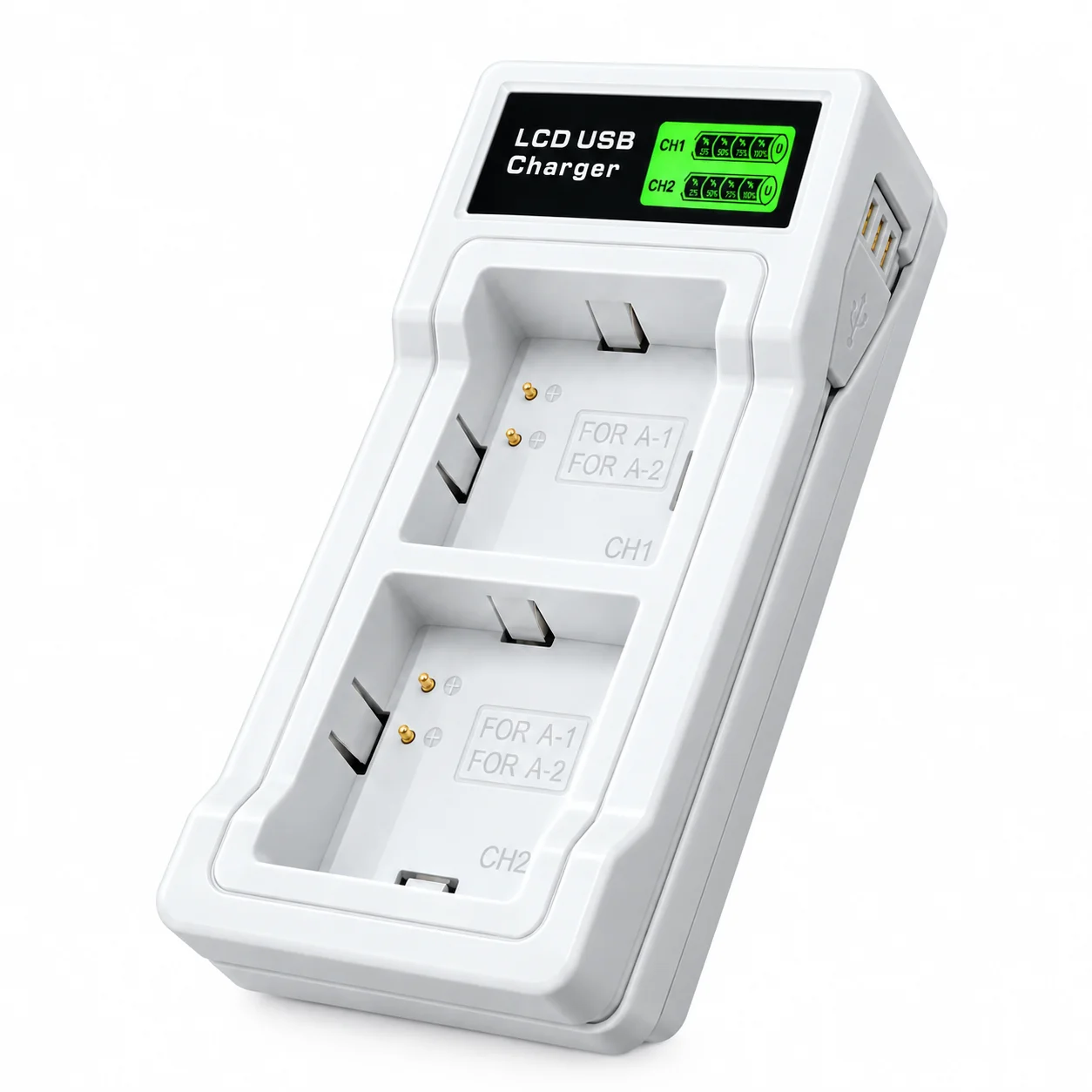 A-1 A-2 Dual Battery Charger LCD USB Type-C 2 Slot for Arlo Pro Pro 2 Go Camera Battery Replacement Charger