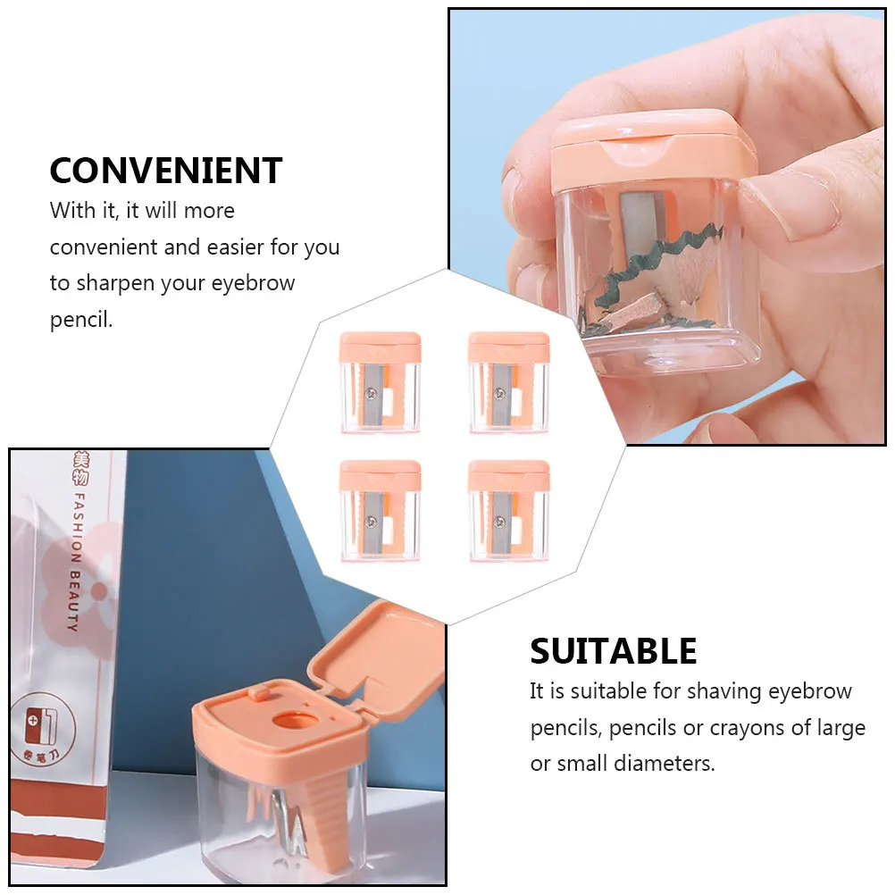Sacapuntas de lápiz de cejas, herramienta de afilado profesional para lápices de maquillaje, delineador de ojos, lápiz labial, portátil, ligero, viaje, 4 Uds.