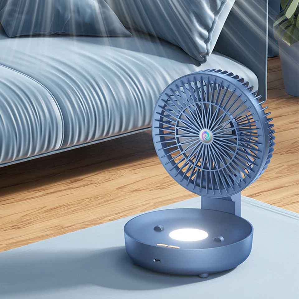 Desktop Folding Fan Portable Storage USB Charging Small Fan With Light Multifunctional Dual-Purpose Wall-Mounted JMF-10