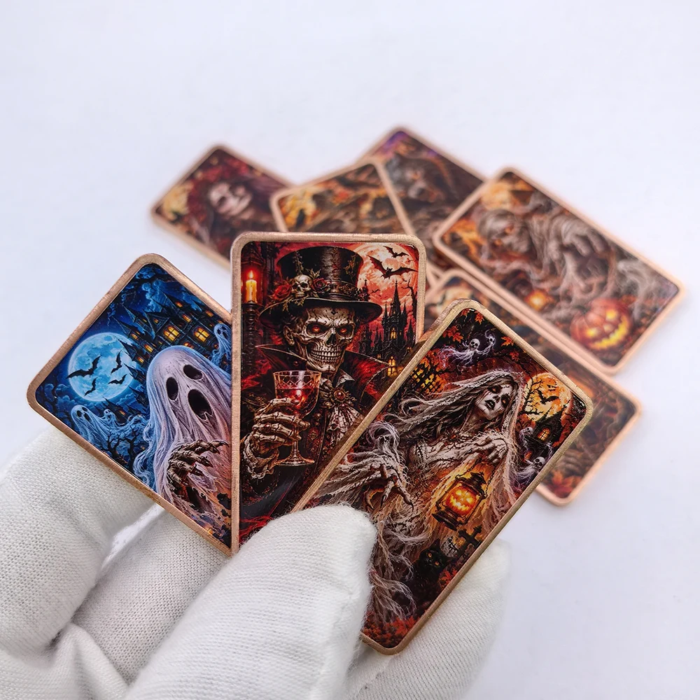 8 Types Halloween Theme 1 OZ .999 Fine Copper Commemorative Bar Pumpkin Werewolf Ghost Skull Mummy Crafts Holiday Souvenir Gift