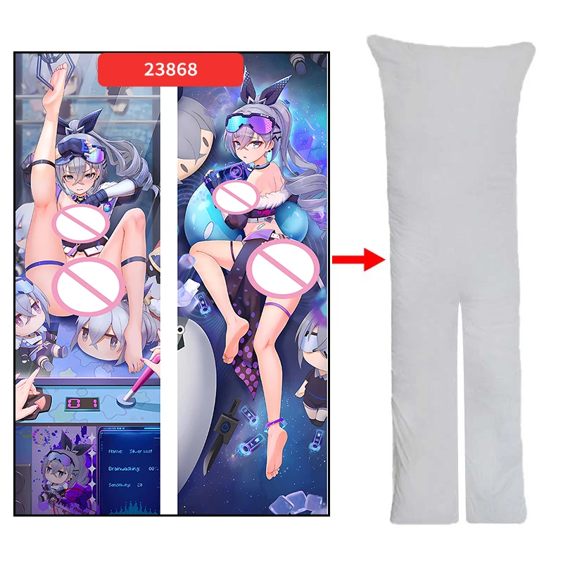 Honkai Star Rail argent loup taie d'oreiller jambes fendues Dakimakura sexe Anime corps oreiller Onahole Dakimakura couverture 150Cm taie d'oreiller