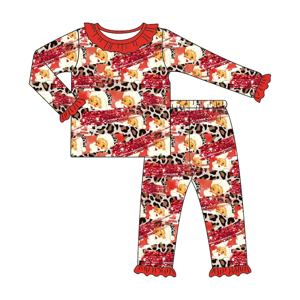 الجملة الفتيات سانتا كلوز منامة مجموعة الاطفال عالية الجودة قصب الحلوى عيد الميلاد منامة الملابس المخصصة #4