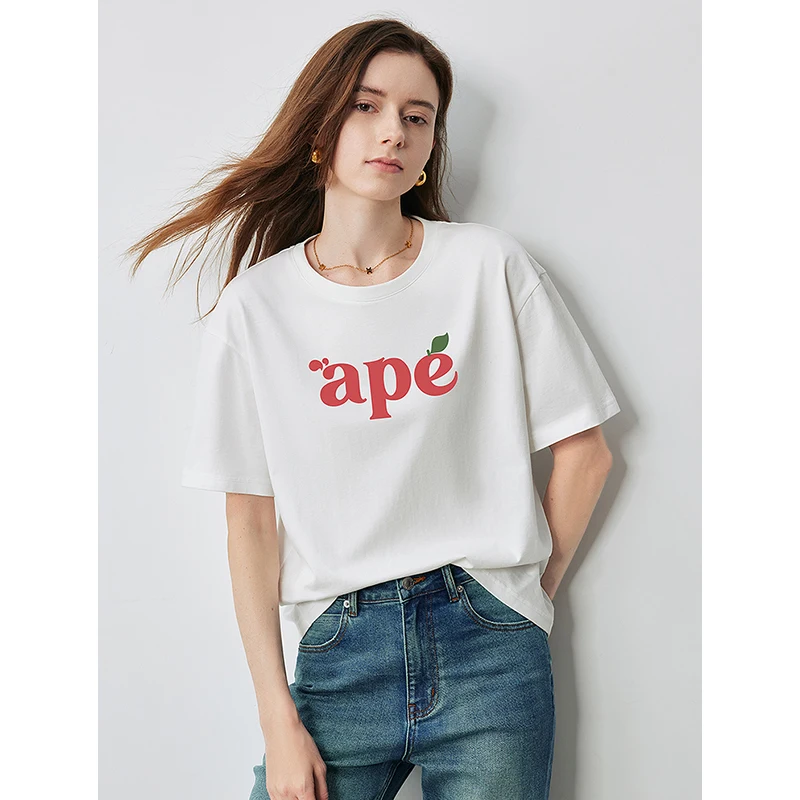 Toyouth Women T-Shirt 2024 Zomer Nieuwe Off Shoulder Losse Katoenen Korte Mouw Casual Letter Tops