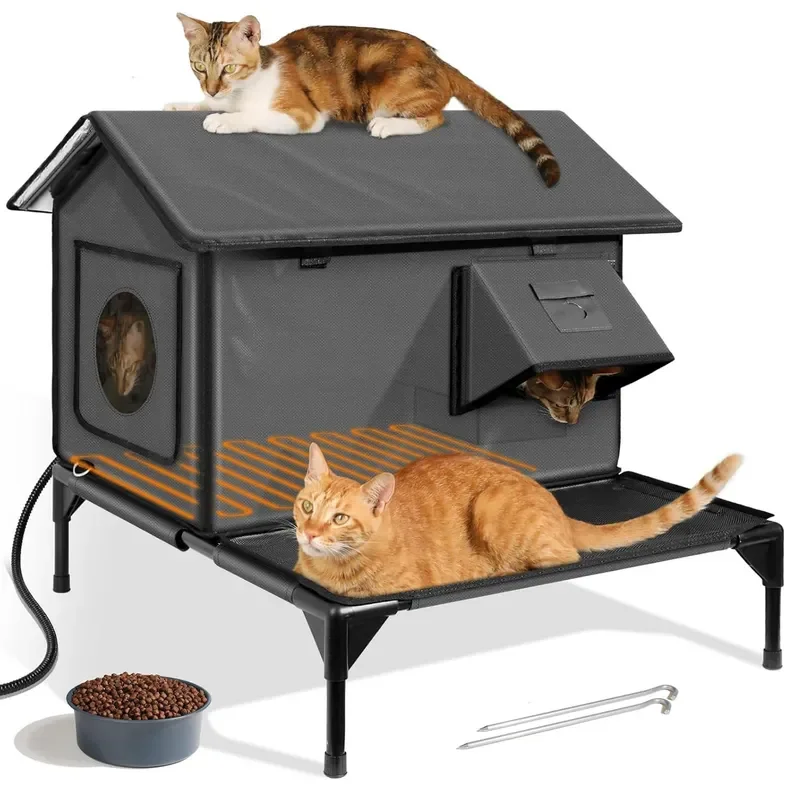 Foldable Cat Cage Outdoor Pet Tent Warm Insulated Litter Box House Portable Delivery Room for Kittens Puppy Fence Shelter