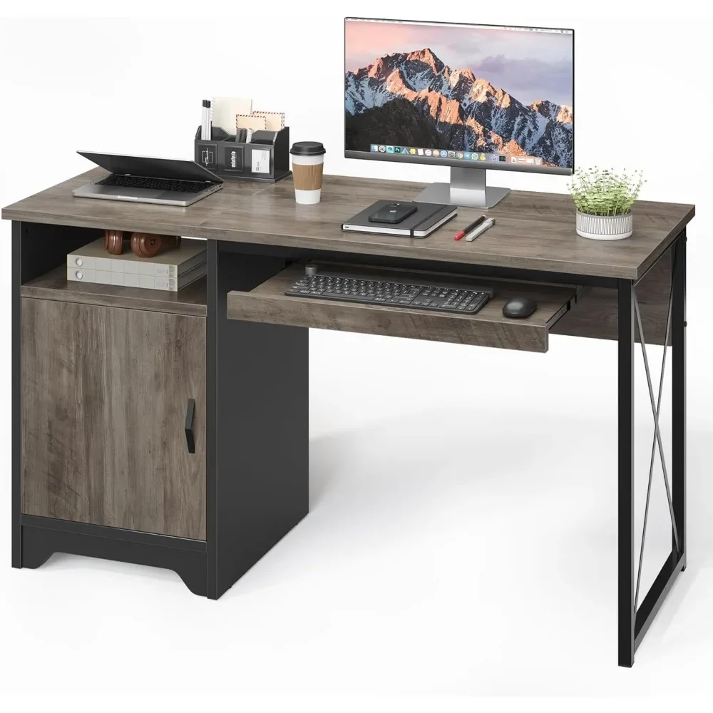 

Office desk with keyboard tray, industrial computer desk with storage, reversible administrative desk with filing cabinet