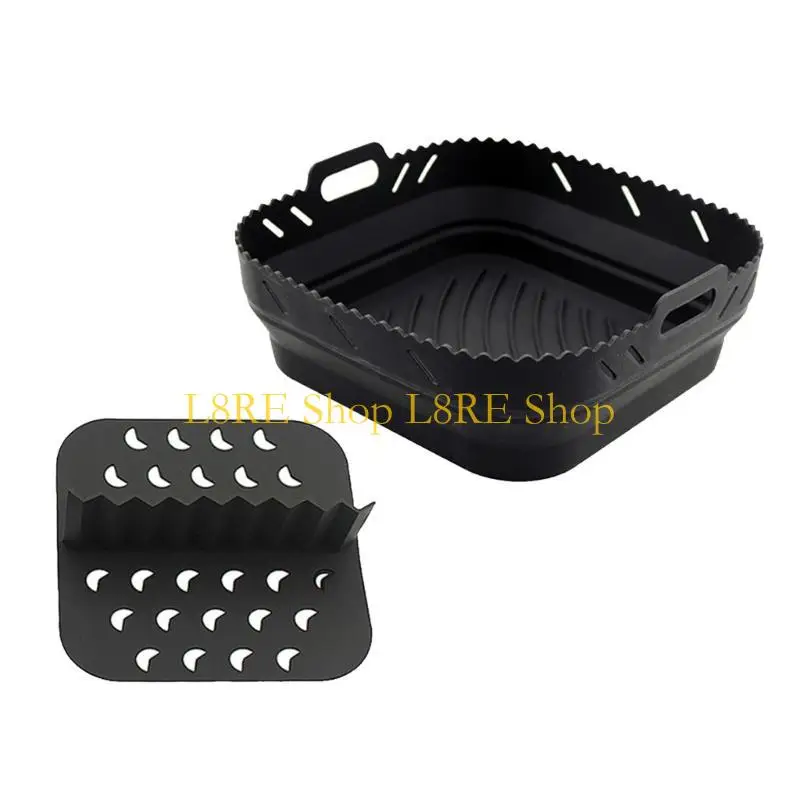 L8RE 에어 프라이어 실리콘 바구니 플레이트 스퀘어 재사용 가능한 에어 프라이어 요리 액세서리 접이식 공기 프라이어 도구 베이킹 몰드