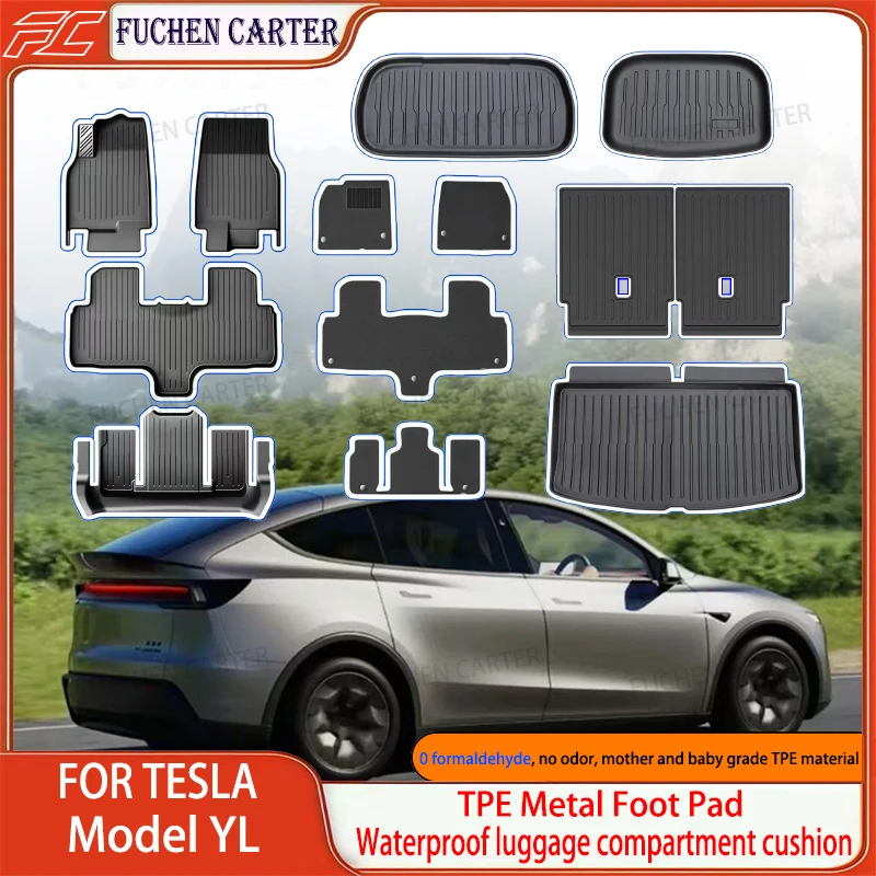 

For Tesla Model YL 2026 Whole TPE Floor Mats Four Seasons Waterproof Anti-Slip Mat Foot Pads Model YL Rear Trunk Mat Accessorie