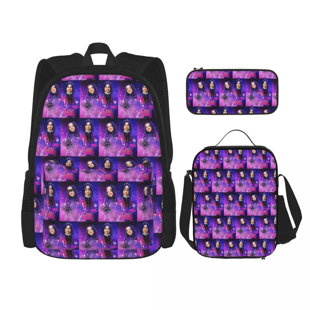 Mal And Evie - Descendants Backpacks Boys Girls Bookbag Children School Bags Kids Rucksack Lunch Bag Pen Bag Three-Piece Set