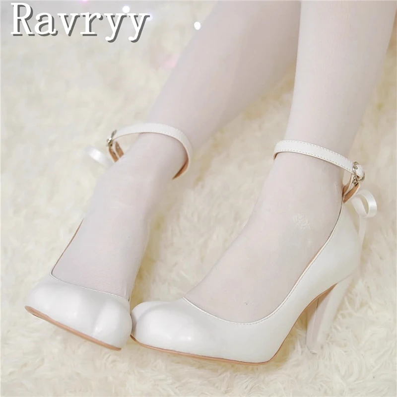 

Lolita Kitten Claw High Heels Ballet Niche Design New Women Back Bow Knots Ankle Strap Sweet Girls Mary Jane Single Shoes