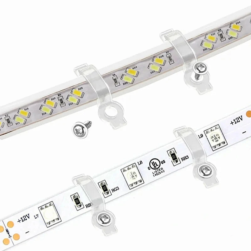 50Pcs Mounting Brackets Clip Side Fixing Clips With Screws 10MM For 5730/5050/2835/3014 SMD LED Waterproof Strip Light