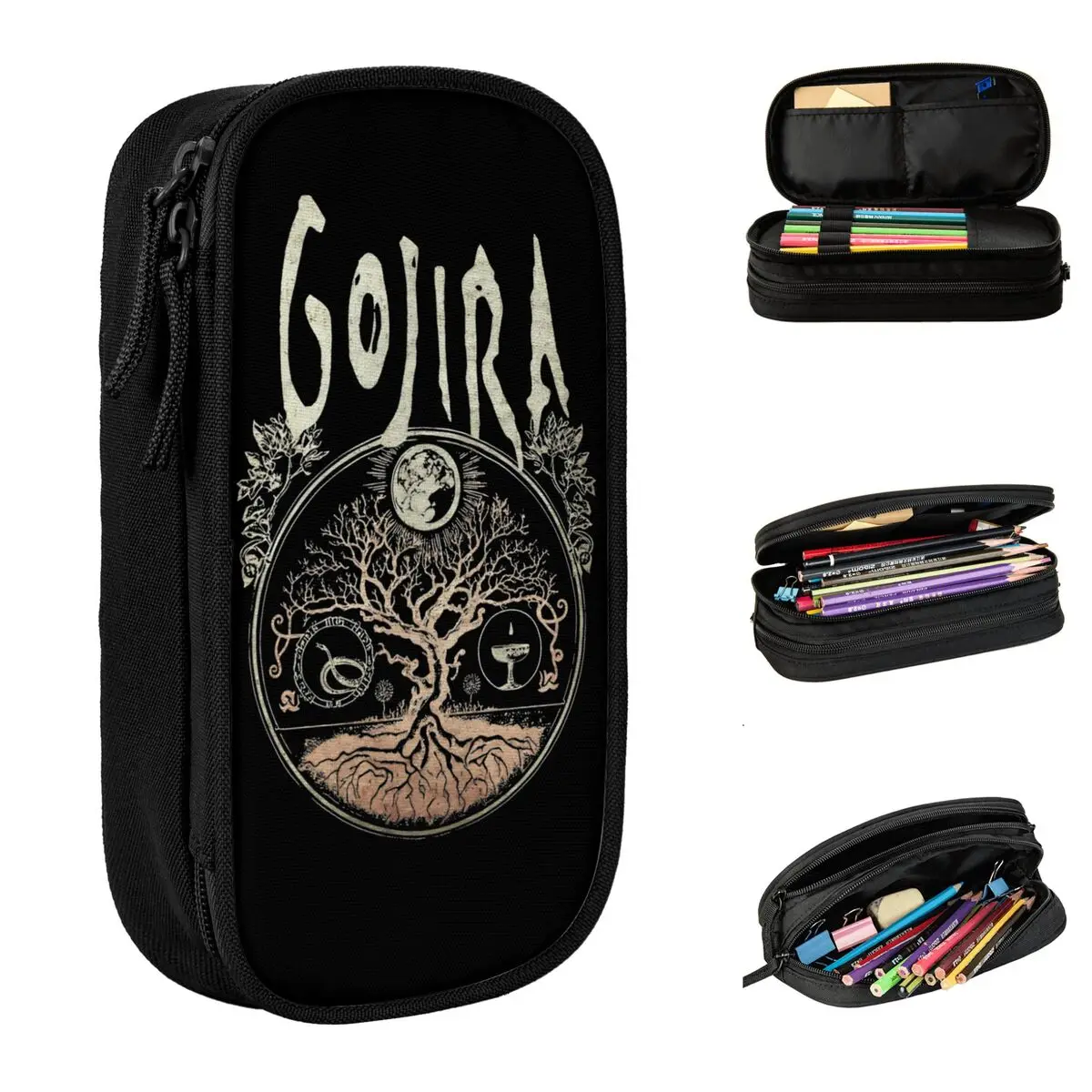 Gojiras Rock Metal Band Pencil Cases Pen Holder Bag Student Large Storage School Supplies Gifts Pencilcases