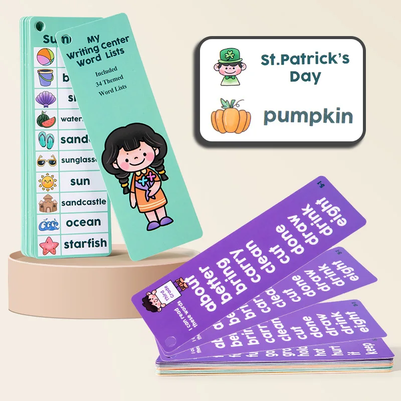 Kids English Cognitive Learning Card Creative Bookmark Page Cartoon Student Graphic Word Card Vocabulary Card Educational Toys