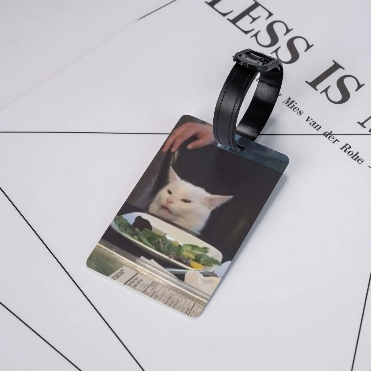 Custom Salad Cat Meme Luggage Tag Custom Baggage Tags Privacy Cover Name ID Card