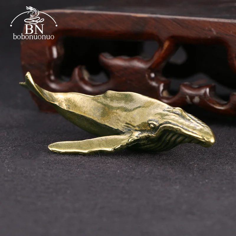 Solid Brass Whale Figurines Vintage Sea Animal Small Statue Desktop Ornaments Office Decorations Crafts Accessories Child Gifts