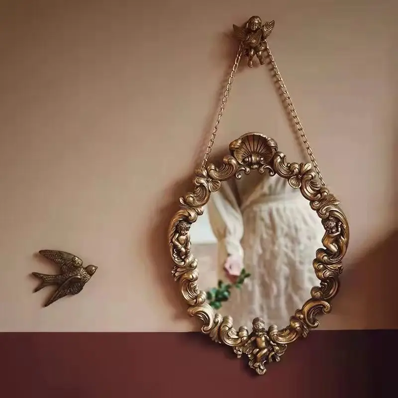 

Entrance decorative painting American retro dining room bedroom angel makeup mirror European bathroom hanging painting