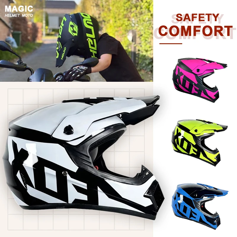 

Комплект шлема MX с двойным сертифицированием DOT/ECE, полнолицевая конструкция для взрослых и молодежи