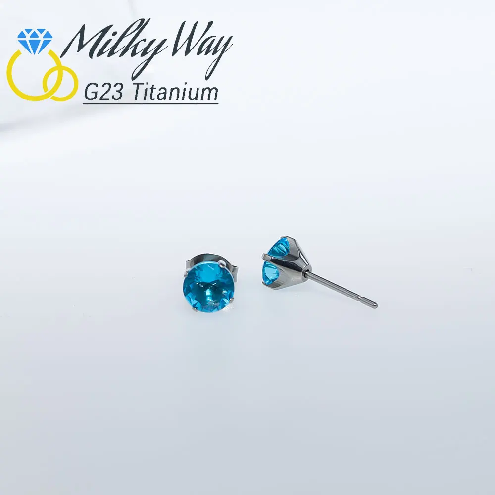 2Pcs Push In Earrings G23 Titanium With CZ Stone Threadless Ear Stud Fashion Ear Cartilage Tragus Piercing Jewelry For Women