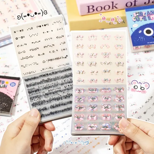 Imagen 2 del producto Pegatina Kawaii Retro japonesa Kaomoji PET, calcomanías de expresión bonitas para diario, álbum de recortes, funda de teléfono, sesión fotográfica, Mini pegatina