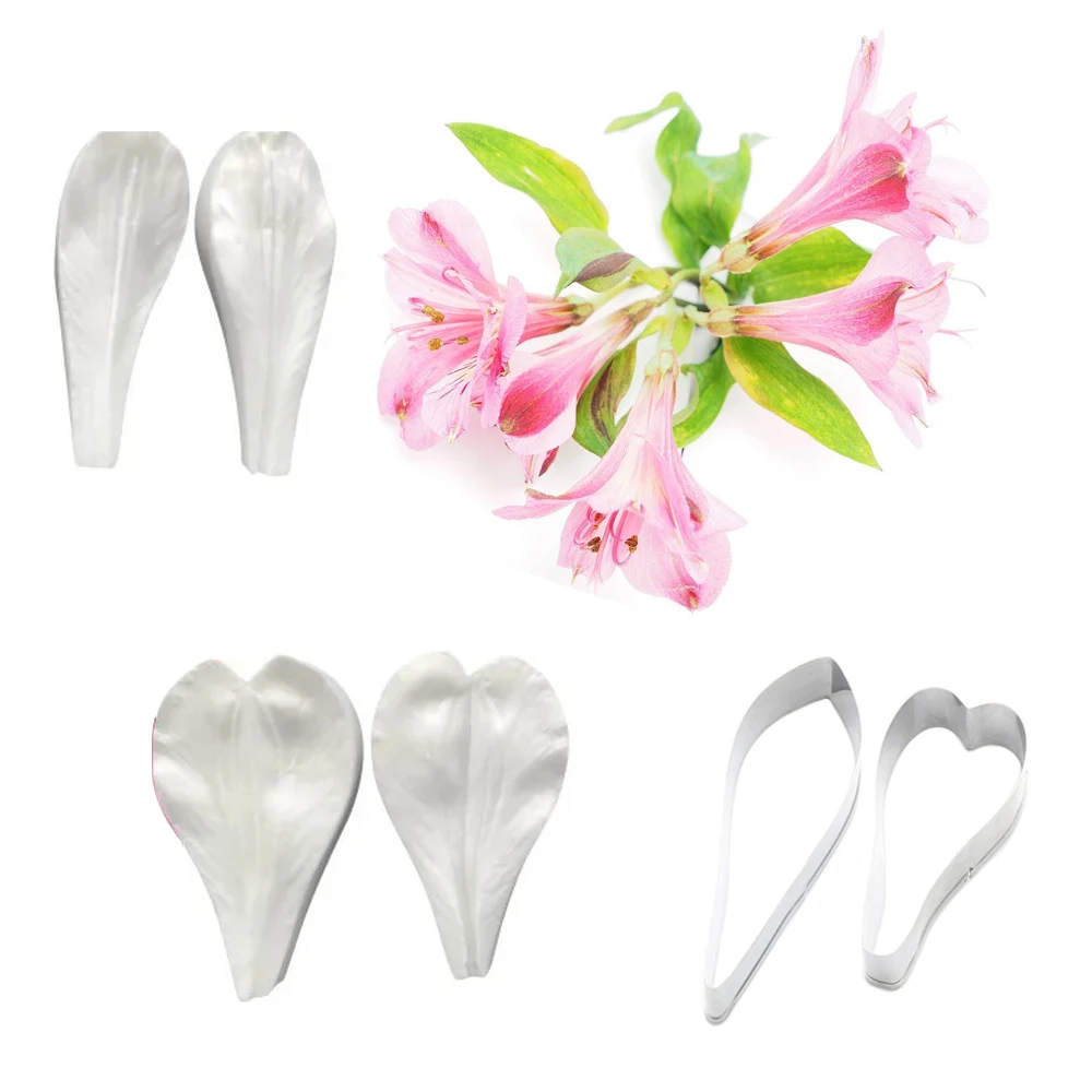 6PCS Peruvian Lily Veiners &Cutters Flower Moldes De Silicon Chocolate Fondant Cake Decorating Tool Sugar Molde Para Pastel