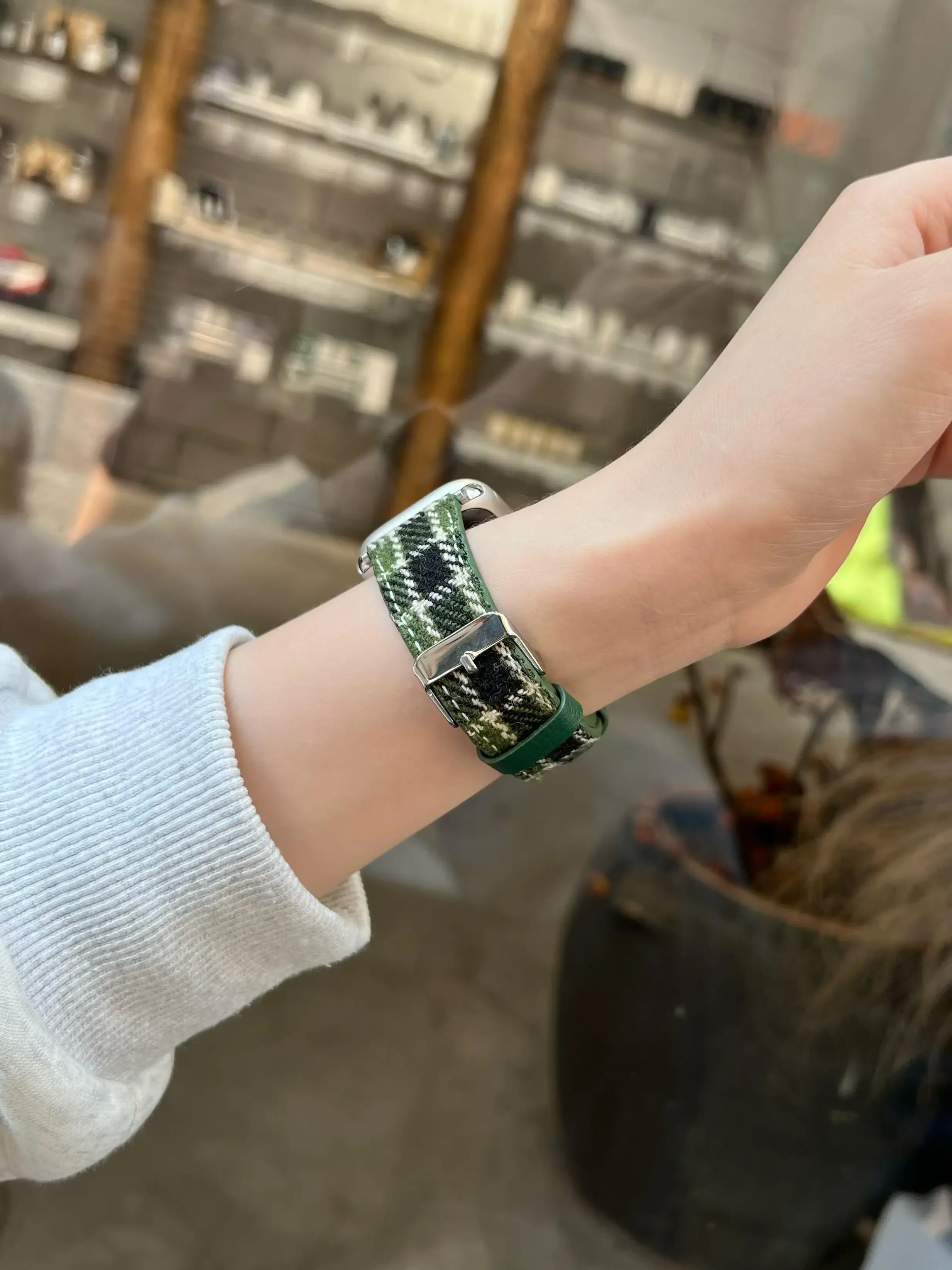 Fascia intrecciata scozzese in lana Maillard per Apple Watch 44mm 40 45 41 49 42 38 Fascia invernale per Ultra Series 9 8 SE 7 6 5 4 3 #   Cinghia