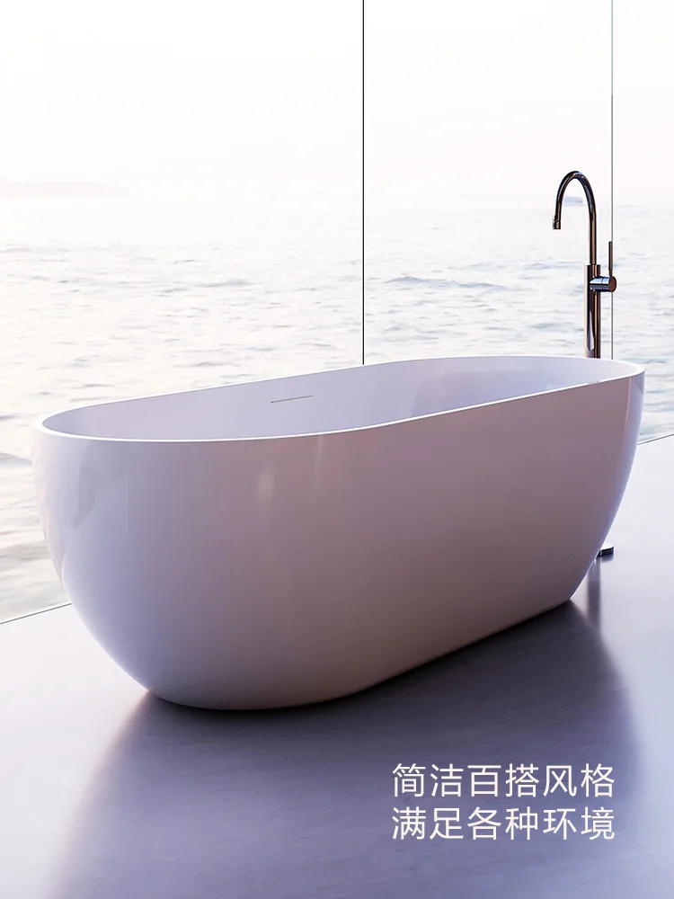 Acrylic freestanding bathtub household small apartment oval seamless one thermal insulation bathtub