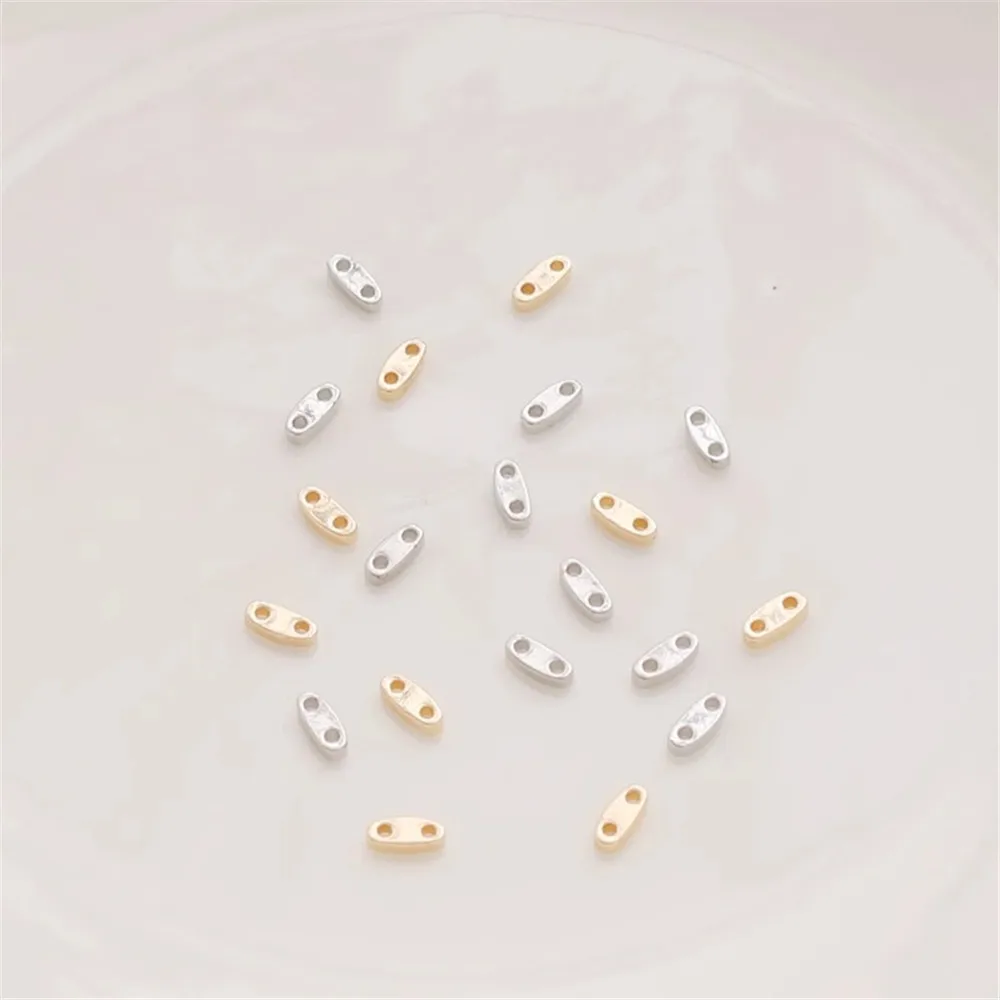 14K Gold-Color Color-retaining White K Double-hole Flat Spacer Beads 2*5mm Spacer Bracelet Necklace DIY Handmade Accessories