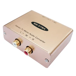 RCA Audio Mixer Adapter Stereo to Mono Audio Converter Box for TV Amplifier AV Audio Combiner Audio Converter Box