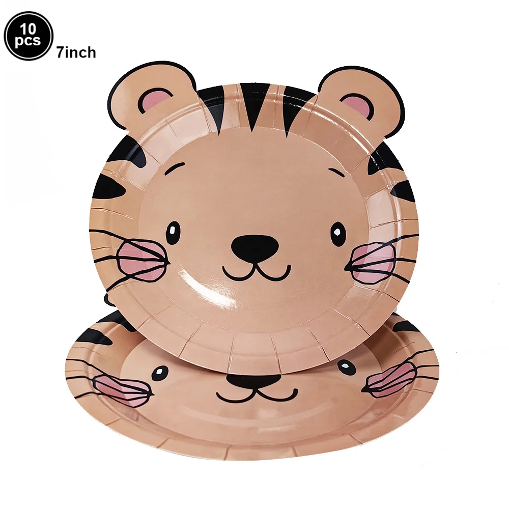 Tiger Party liefert Safari Tiere Teller Servietten Tassen Tiger Party Geschirr Dschungel Tiere Tiger Thema Geburtstags feier Lieferungen – Detail 1