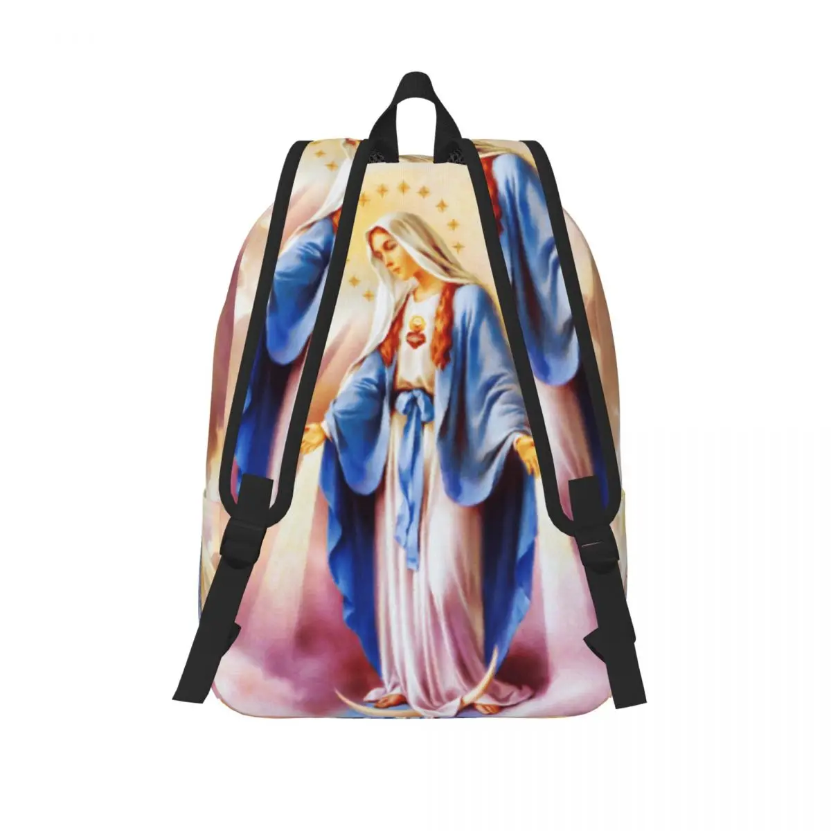 Mochilas de lona personalizadas de la Virgen María católica, mochila escolar para estudiantes universitarios, se adapta a portátiles de 15 pulgadas, bolsas de Nuestra Señora de Guadalupe