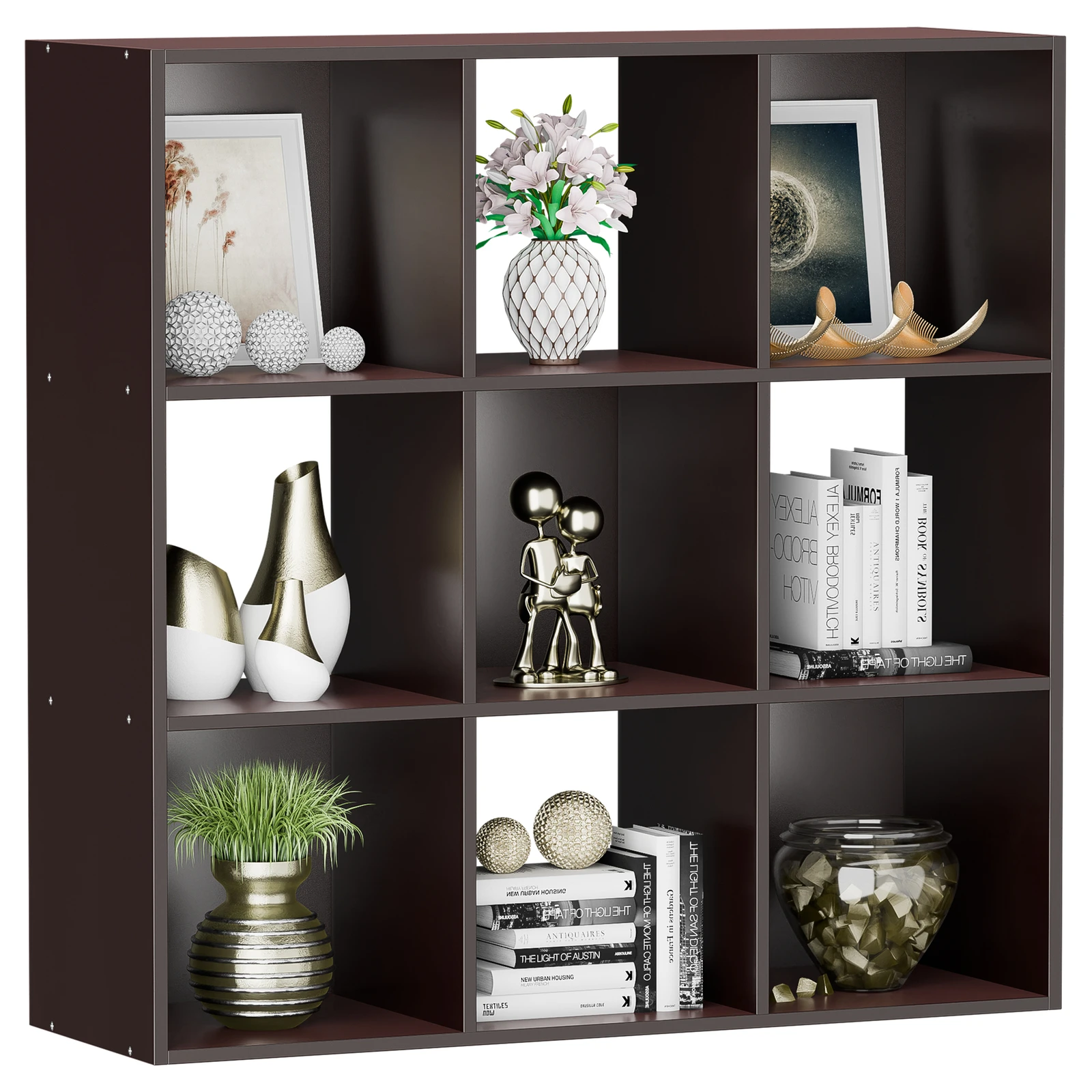 9 Cube 3 Shelves Storage Organizer Closet Shelf Unit with 5 Removable Back Panels Brown Modern Home Organization Solution
