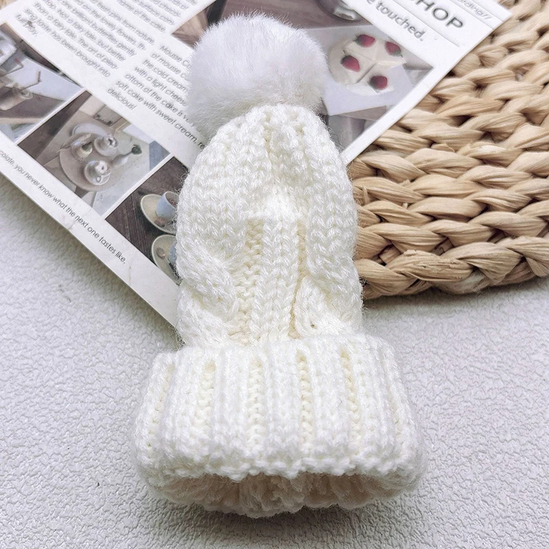 2Pcs/set 1/12 Dollhouse Miniature  Knitted Beanie Hat Cap for Dolls Fashion Dolls Hat Clothes Accessories Doll House Decoration