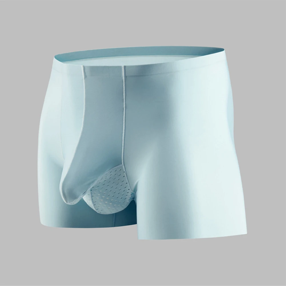 

Men's Sexy Mesh Ice Silk Low Waist Panties Elephant Nose Pouch Boxer Briefs Underwear Breathable Lingerie Underpants Knickers