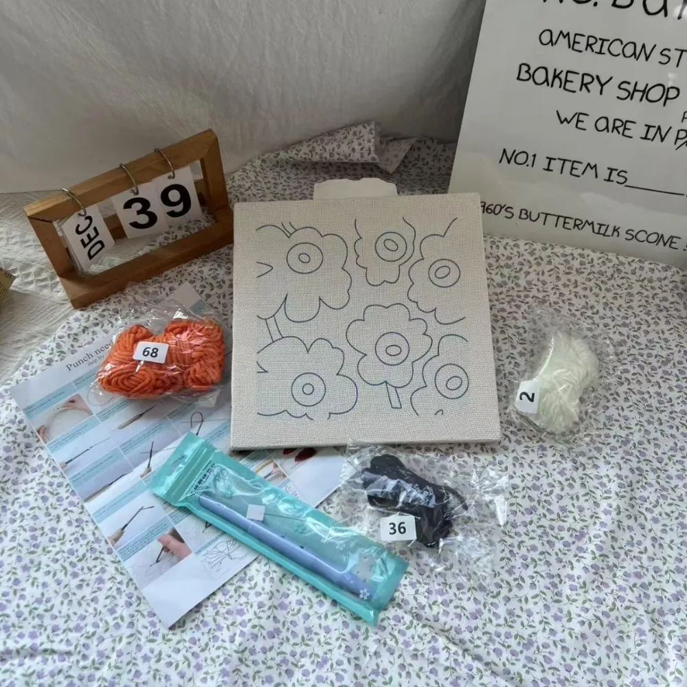 

Наборы игл для перфораторов с цветочным узором для начинающих, обруч, стартовый набор для вышивания своими руками, пряжа, набор для вышивания игл для детей и взрослых