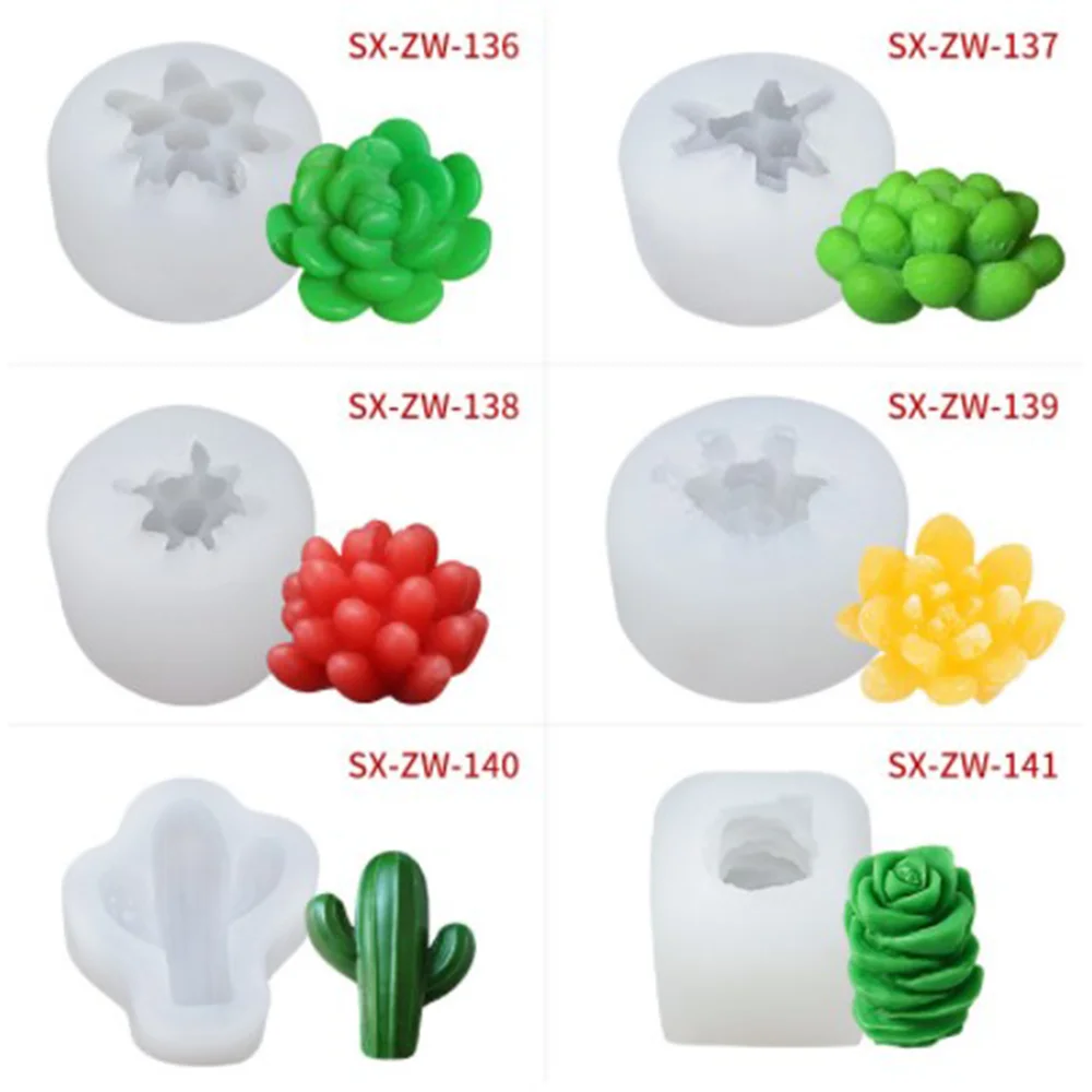 14 Styles 1Pcs Succulent Wax Candle Silicone Mould Cactus DIY Resin Cupcake Epoxy Gypsum Clay Soap Craft Manufacturing Mould