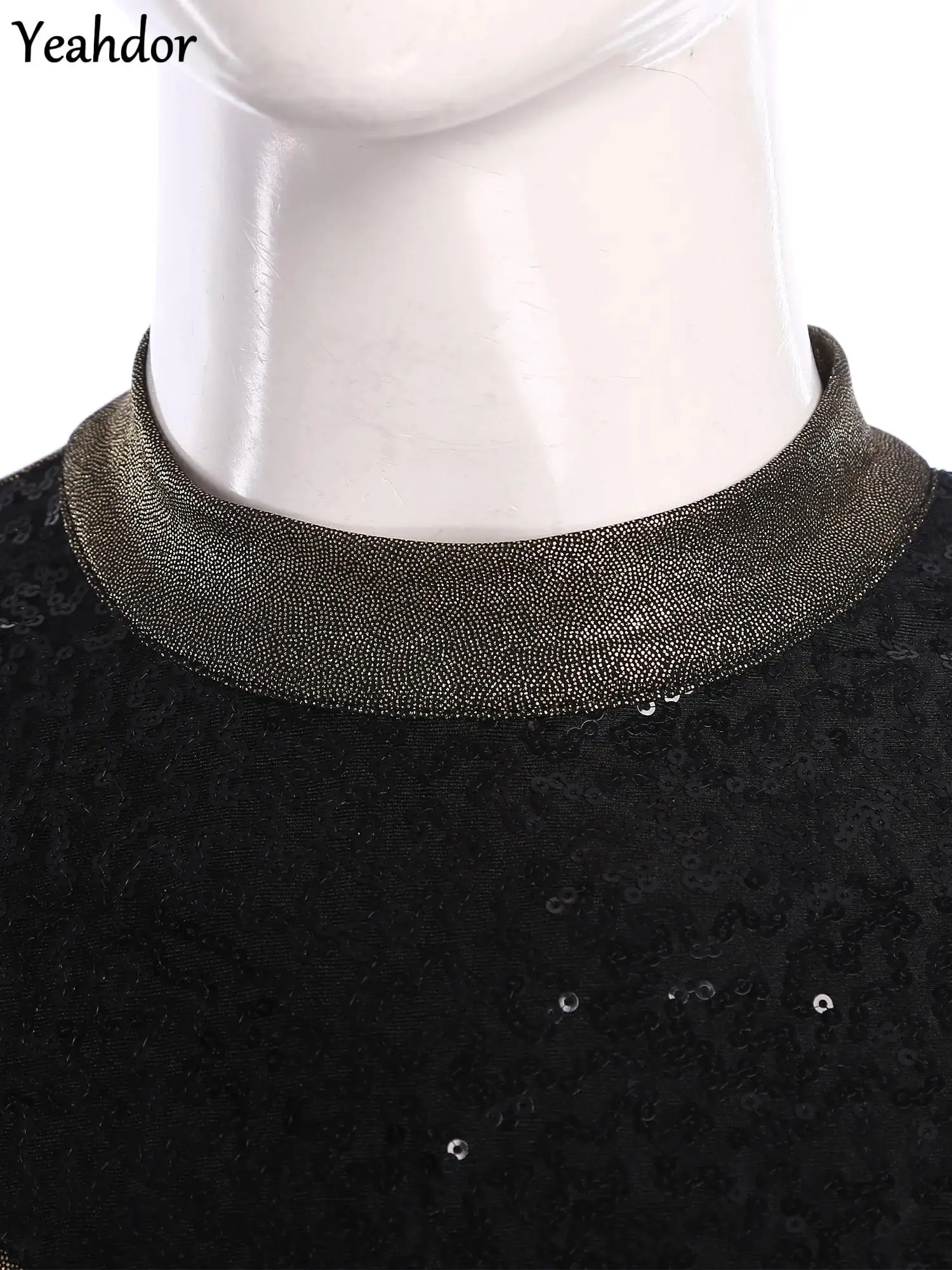 

Womens Latin Dance Bodysuit Boyshort Glittery Sequins Metallic Shiny Asymmetrical Leotard Jazz Chacha Ballet Ballroom Dancewear