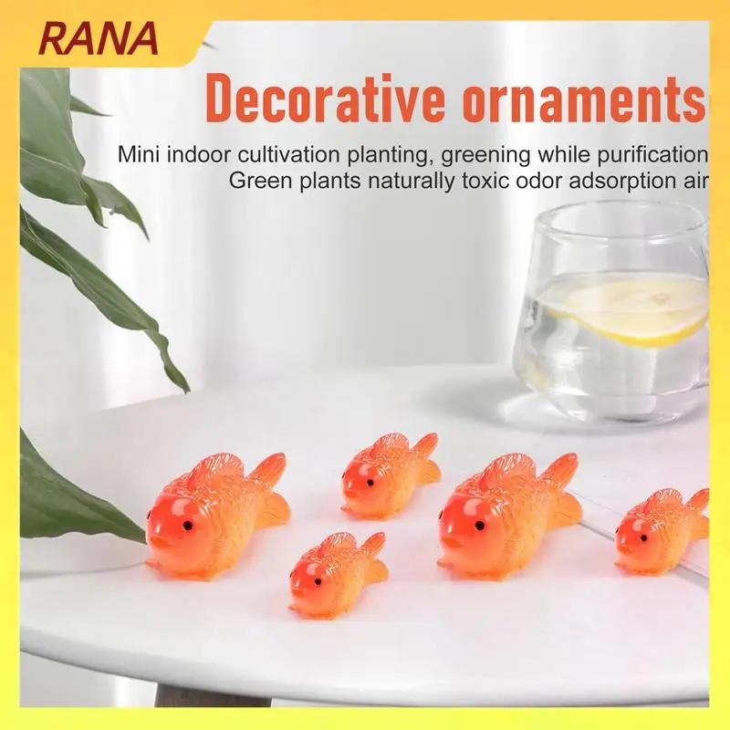 RANA 8Pc/Lot Red Fish Miniature Figures Decorative Mini Fairy Garden Animals Moss Micro-Landscape Ornaments Resin Baby Toy