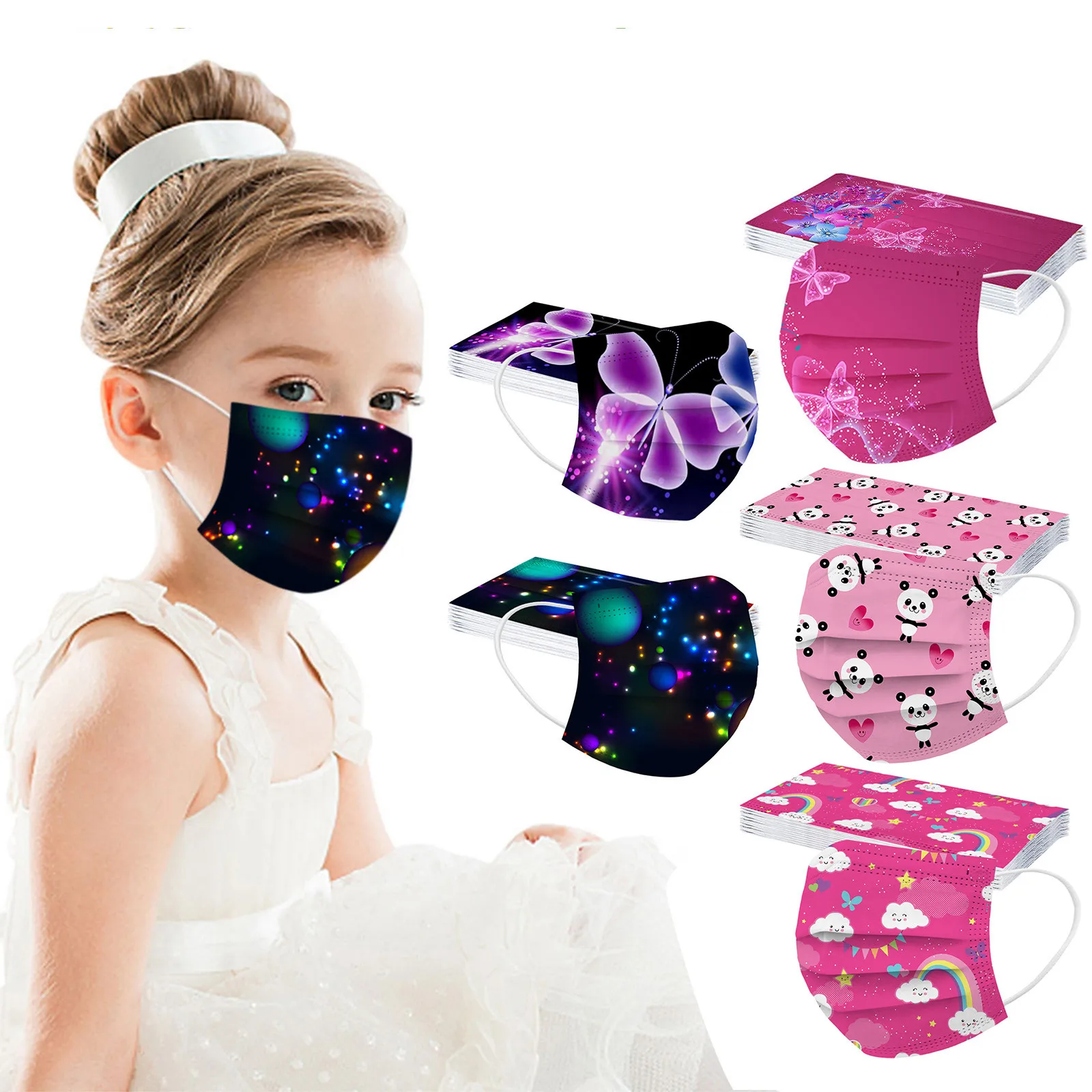 Child Kids Mask Disposable Face Mask Industrial 3ply  Ear Loop 50pc  Mask Cubre Bocas Desechables Mascarilla Para Polvo