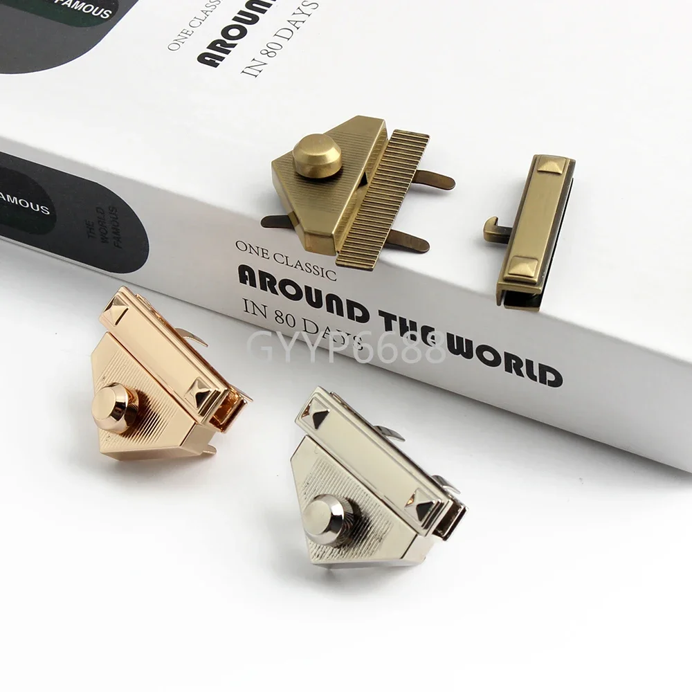 2/5/20PCS 44x31mm Triangle Metal Bag Lock For Handbag Shoulder Closure Snap Clasps Buckle Decorative Twist Turn Lock Accessories