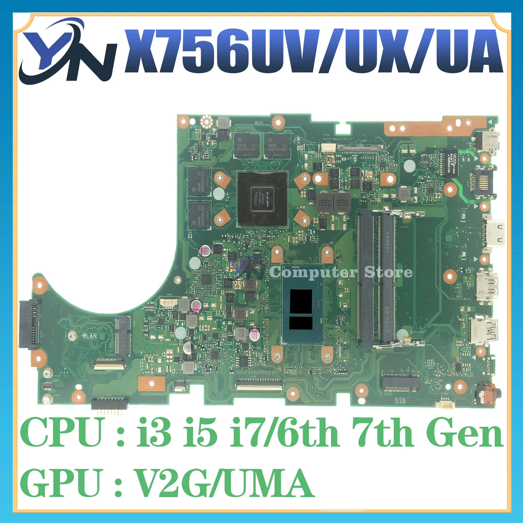 

Laptop Motherboard A756U For ASUS X756UQ X756UR X756UAK X756U X756UV X756UJ X756UA X756UQK X756UX Mainboard I3 I5 I7 UMA/PM/V2G