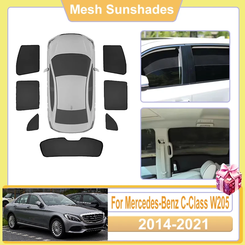 

For Mercedes Benz C Class Accessories W205 Sedan 2014-2021 Car Window Sun Shades Cover light Shield Anti UV Net Sunshade Baffle