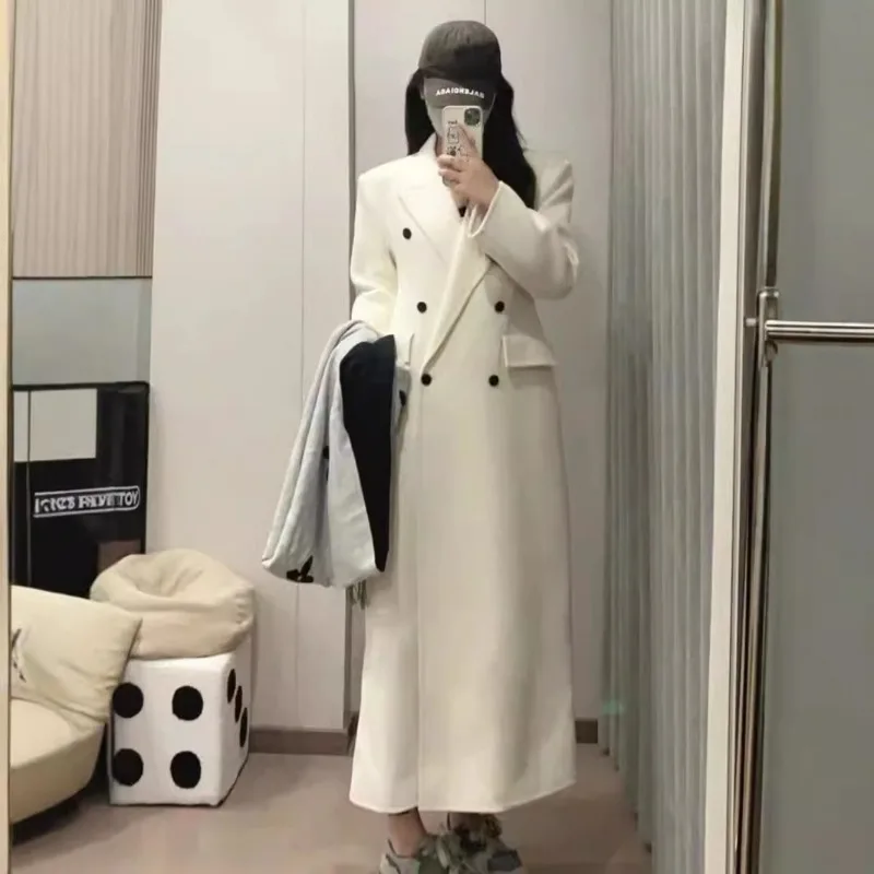 The Same Style Hourglass Coat Korean-style Black Suit Waist-cinching Double-sided Woolen Coat Women's Woolen Coat Fashion Warm