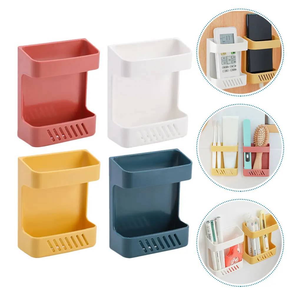 

4Pcs Wall-Mounted Remote Control Storage Boxes PP Material Punch Free Easy Install Space Saving Home Decor