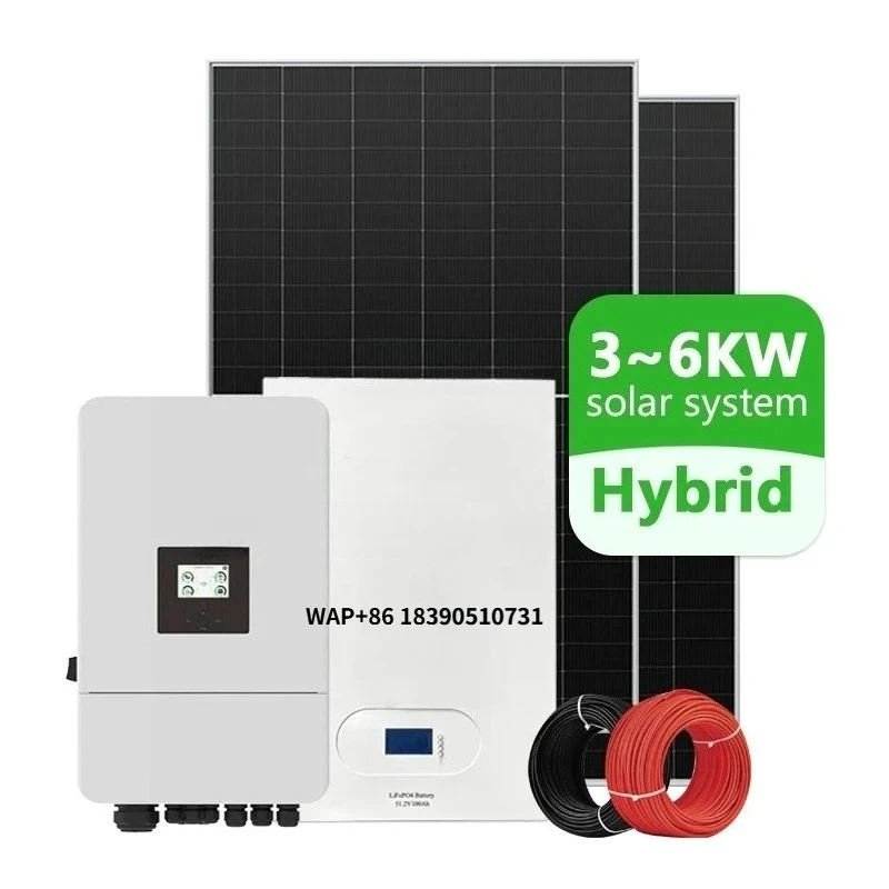 5KW Hybrid Home Solar Power System with Monocrystalline Silicon Solar Panels Lithium Ion Battery PWM Controller
