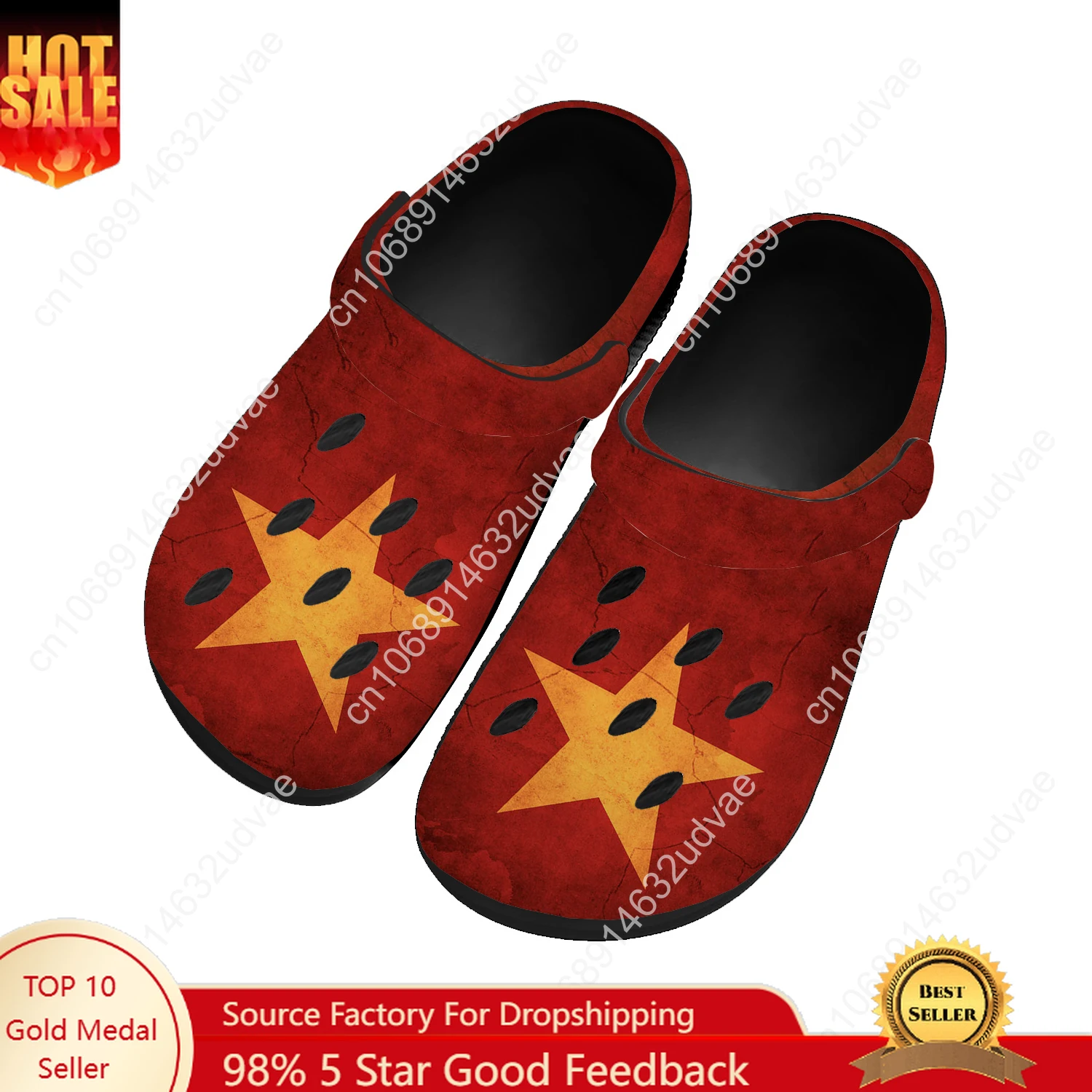 

Vietnam National Flag Water Shoe Men Women Teenager High Quality Home Garden Clogs Custom Sandals Beach Breathable Hole Slipper