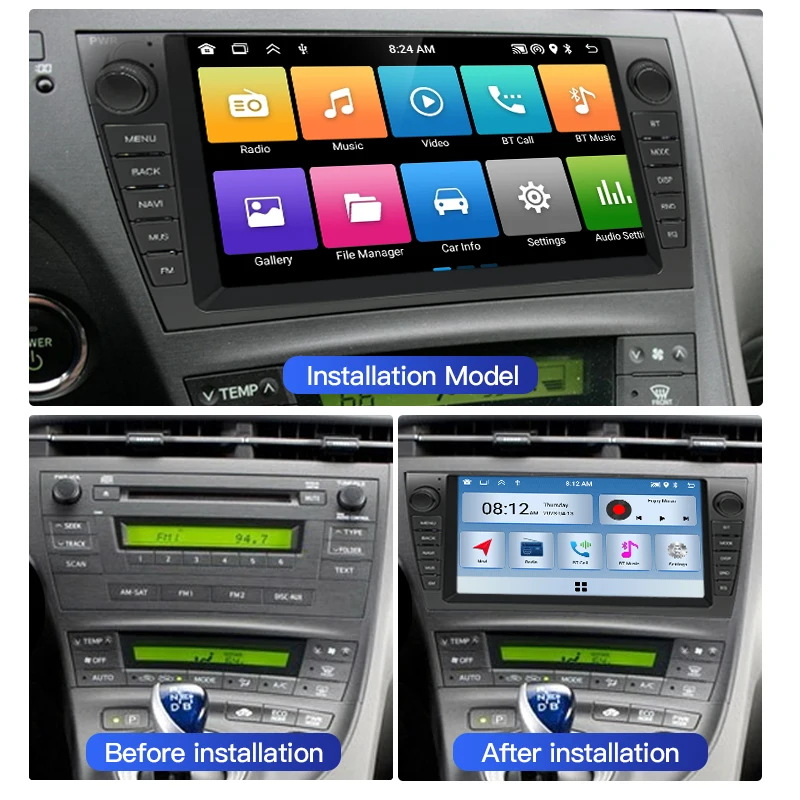 For Toyota Prius XW30 Android 13 Wireless Carplay Car Radio Stereo Auto Player GPS Navigation Autoradio BT Multimedia Wifi BT 4G