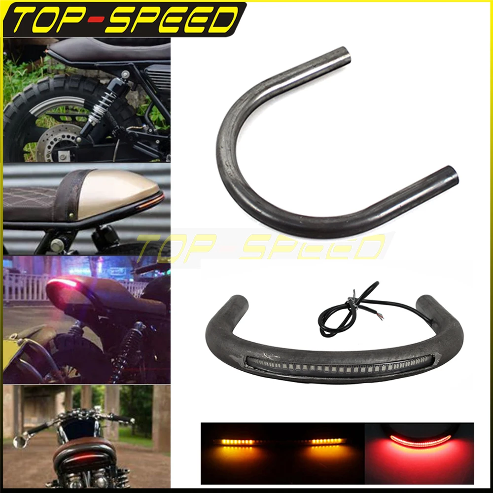 Flat Motorbike Rear Seat frame Tube Hoop Replacement LED Taillight Amber Turn Signal Red Brake Light For BMW R90 R80 R100 Honda