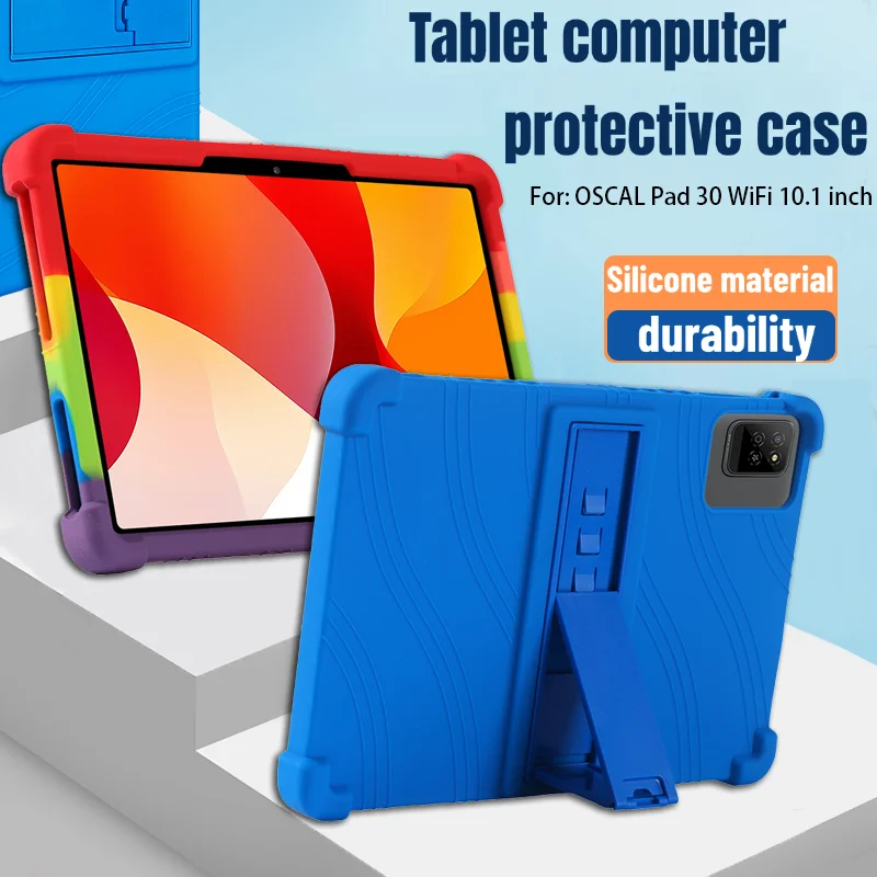 

For OSCAL Pad 30 WiFi 10.1-inch Android 15 Tablet Case with Kid-Friendly Silicone Multi-Angle Grip Thickened Case