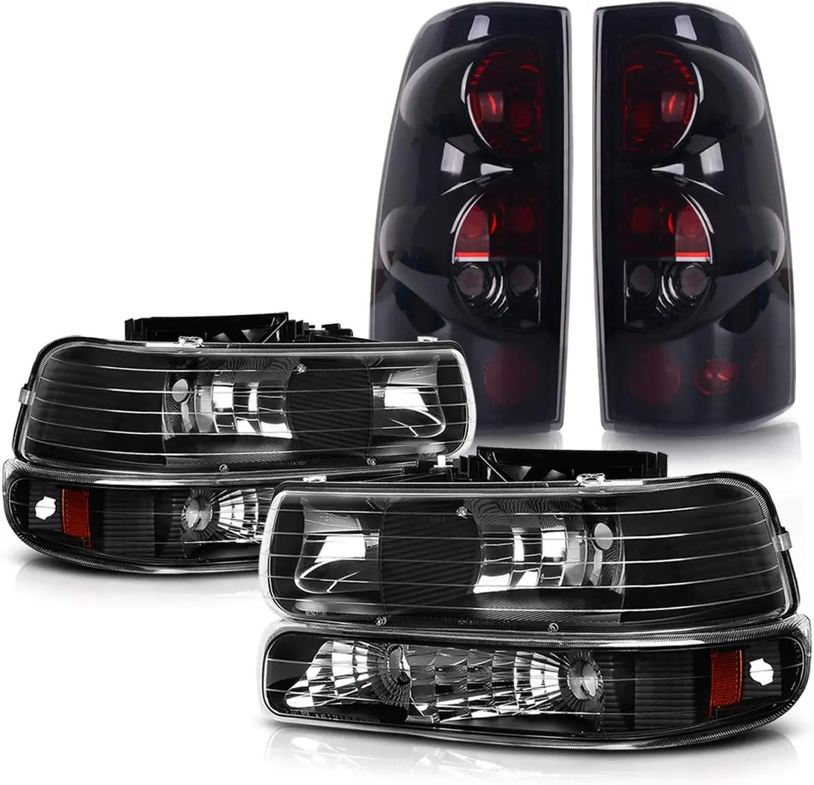 

Headlight Assembly and Taillights Compatible with 1999 2000 2001 2002 Chevy Silverado 1500 2500/01-02 Chevy Silverado 1500HD 250