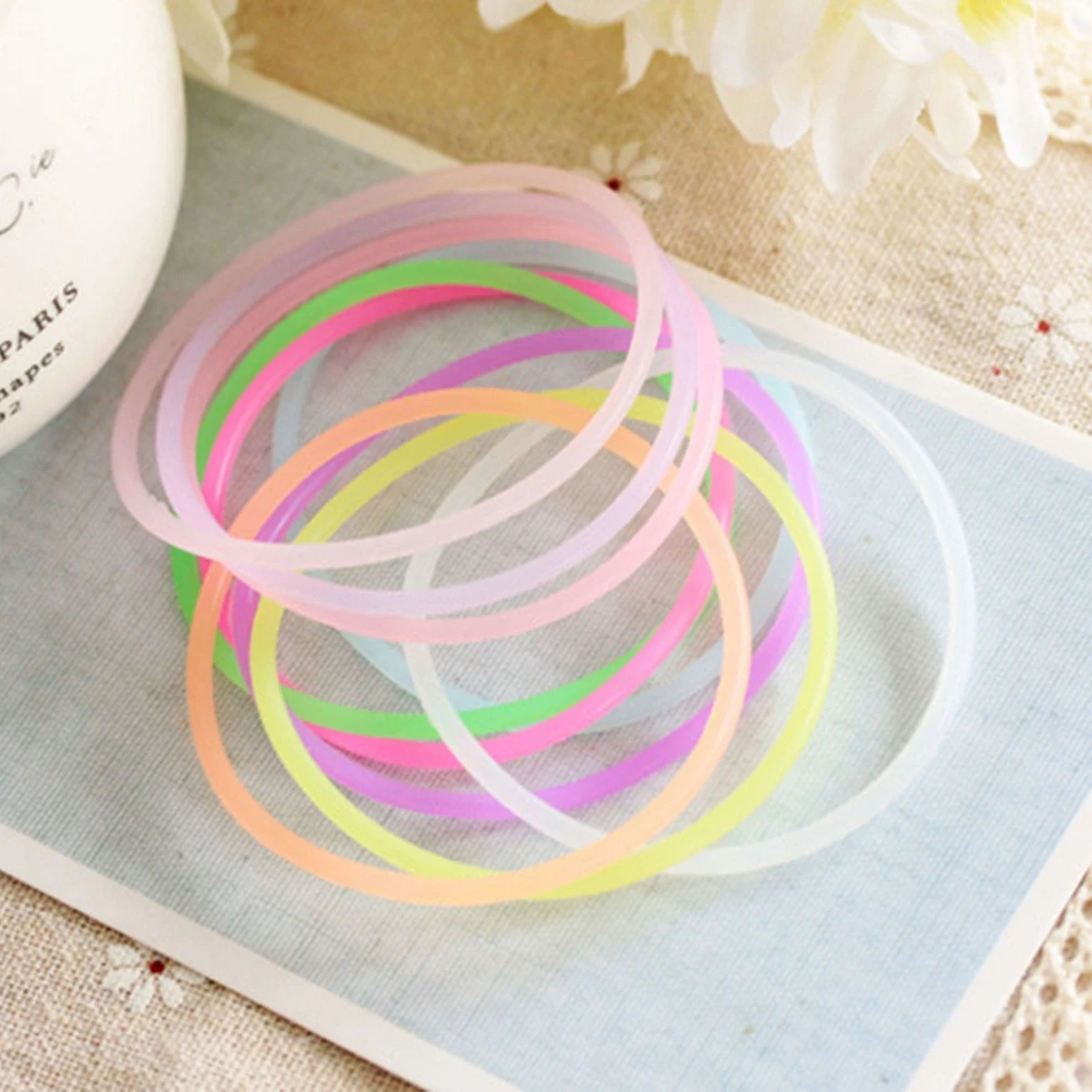 Bracelet en gelée colorée, 50 pièces, bâton lumineux en caoutchouc, farineux, cadeaux mignons, Bracelets néon