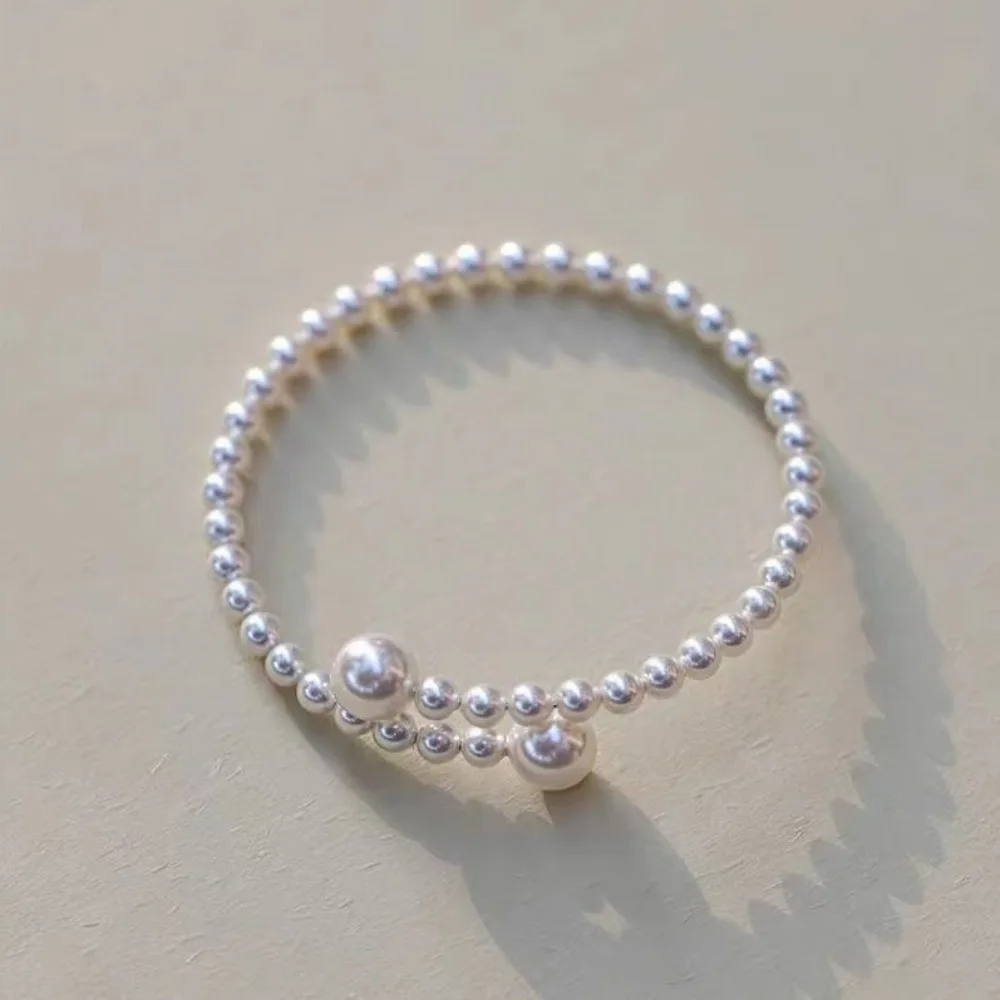 Regalo pulsera de perlas blancas de imitación, brazaletes de resina de Diamante hechos a mano, joyería fina, pulsera de cuentas para mujer